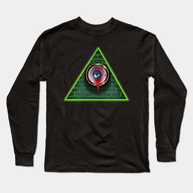 Evil Eye - Bloodshot Illuminati All Seeing Eye Long Sleeve T-Shirt by geodesyn